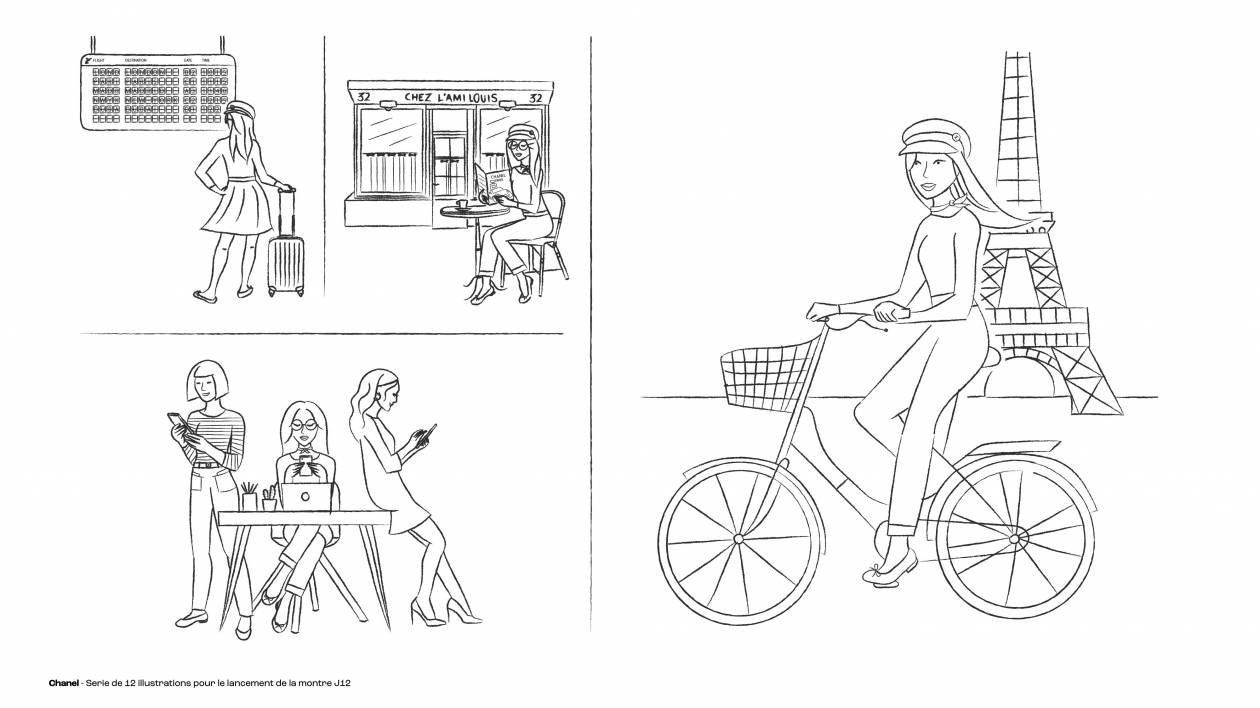 Illustrations pour le lancement de la montre J12